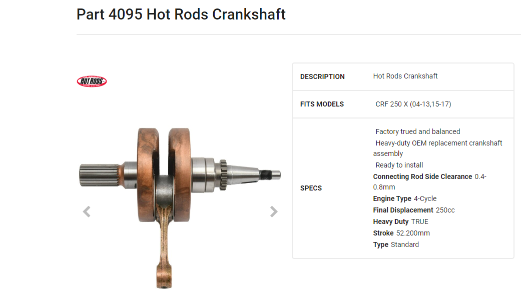 04-17 HONDA CRF250X HOTRODS CRANKSHAFT