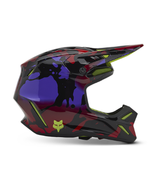 Fox V3 Throttle Helmet Flo Ylw