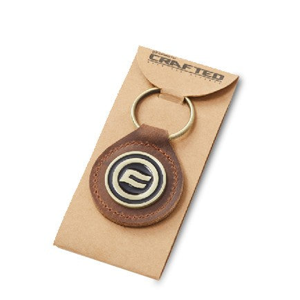 ROUND LEATHER KEYCHAIN BROWN