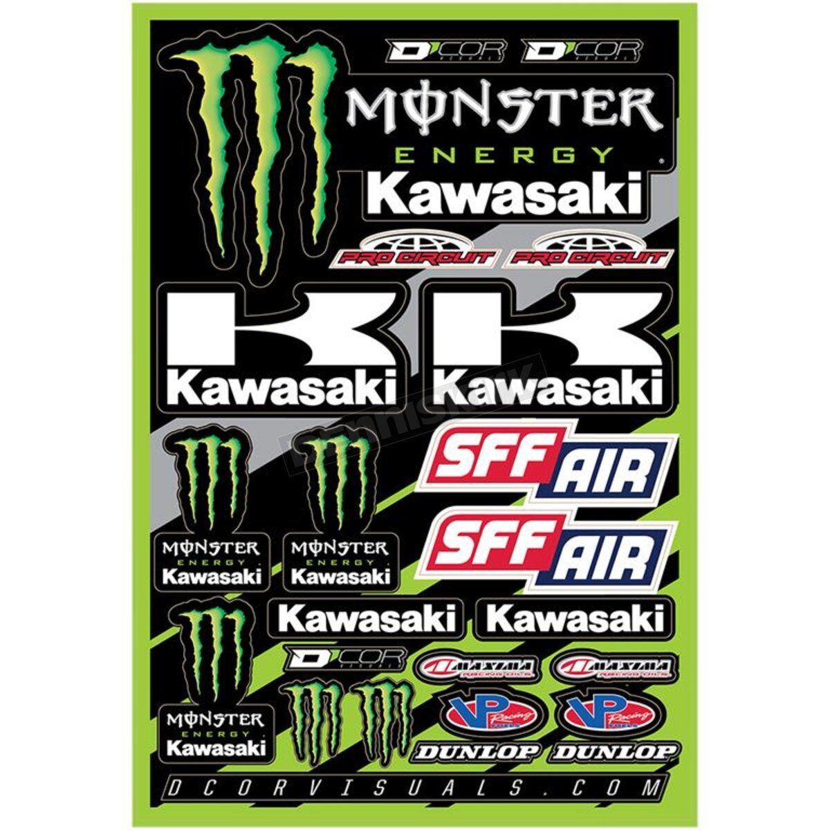 DCOR VISUALS DECAL SHEET 12MM TEAM MONSTER KAWASAKI