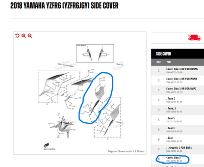 YAMAHA R6 OEM SIDE COVER (left)  BN6-21731-00-00