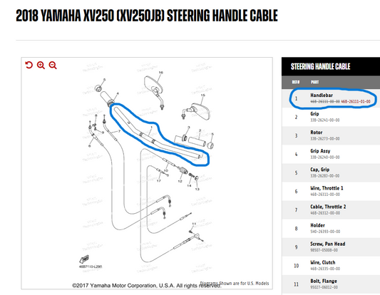 Yamaha V-Star 250 Handlebars (Chrome)